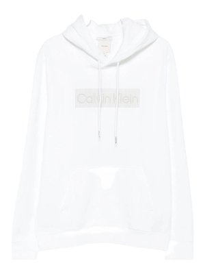 CALVIN KLEIN: Felpe e maglie - Felpa con cappuccio bianca con logo