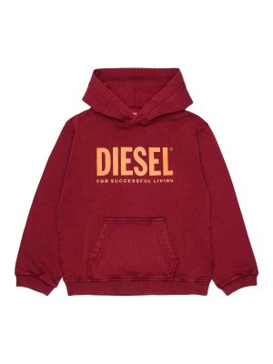 DIESEL: Sweatshirts & Sweaters - Kids' Red Logo Hoodie