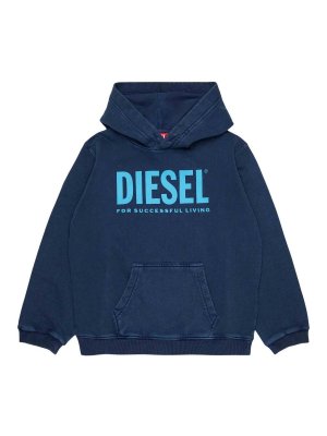 DIESEL: Sweatshirts & Sweaters - Kids' Navy Logo Hoodie
