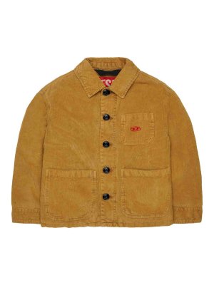 DIESEL: casual jackets - Kids' Brown Corduroy Logo Jacket