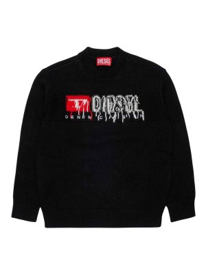 DIESEL: Sweatshirts & Sweaters - Kids' Black Crew-Neck Logo Sweatshirt