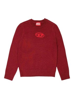 DIESEL: Sweatshirts & Sweaters - Kids' Burgundy Crew-Neck Logo Sweatshirt