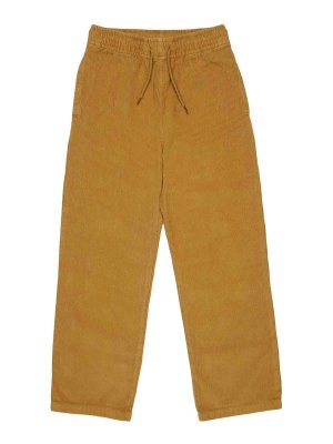DIESEL: casual trousers - Kids' Brown Cotton Corduroy Logo Trousers