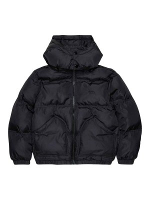 DIESEL: padded jackets - Kids' Black Hooded Puffer Jacket