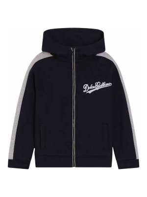 Dolce & Gabbana Jr: Sweatshirts & Sweaters - Kids' Blue Zip Hoodie