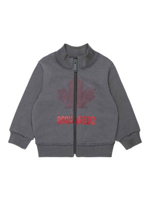 DSQUARED2: Sweatshirts & Sweaters - Kids' Grey High-Neck Logo Sweatshirt