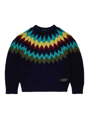 DSQUARED2: crew necks - Kids' Navy Wool And Nylon Blend Jumper