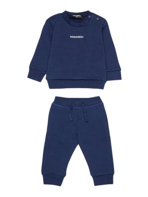DSQUARED2: Sweatshirts & Sweaters - Kids' Blue Crew-Neck Logo Tracksuit