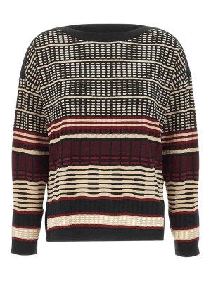 ELENA MIRO`: boat necks - Geometric Boat-Neck Jumper