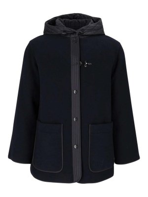 FAY: knee length coats - Navy Hooded Coat