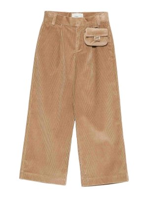 Fendi Jr: casual trousers - Kids' Brown Corduroy Trousers