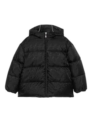 Fendi Jr: padded jackets - Kids' Black Hooded Puffer Jacket