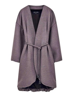 GIORGIO ARMANI: cappotti corti - Cappotto in misto lana di lama con cintura