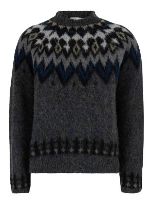 JUCCA: crew necks - Grey Fair Isle Crew-Neck Jumper