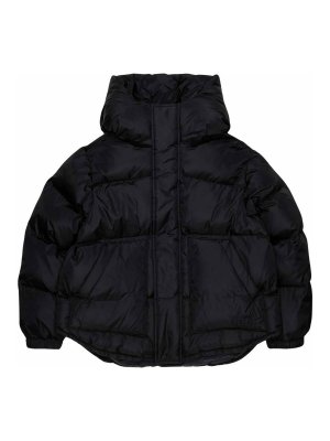 Maison Margiela: padded jackets - Kids' Black Hooded Puffer Jacket