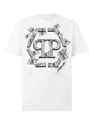 PHILIPP PLEIN: t-shirts - Cotton Crew-Neck Logo T-Shirt