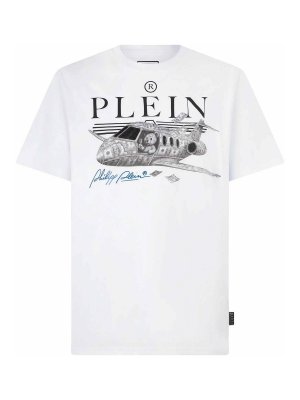PHILIPP PLEIN: t-shirts - White Crew-Neck Logo T-Shirt