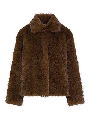 SEVENTY: long coats - Brown Faux Fur Coat