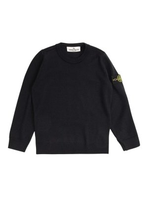 Stone Island Junior: crew necks - Kids' Black Virgin Wool Crew-Neck Jumper