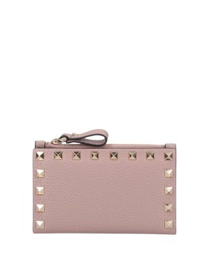 VALENTINO GARAVANI: wallets & purses - Pink Rockstud Cardholder