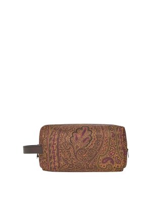 ETRO: pochette - Pochette marrone con motivo paisley