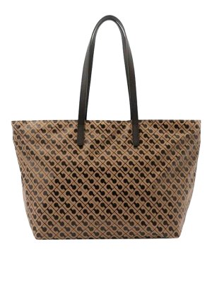 GHERARDINI: shopper - Borsa tote grande color caramello