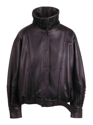 S.W.O.R.D 6.6.44: blazers - Leather Jacket With Embellished Collar