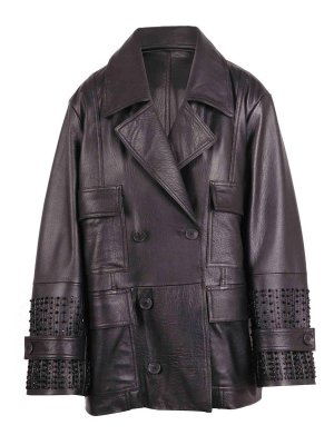 S.W.O.R.D 6.6.44: blazers - Oversized Double-Breasted Leather Jacket