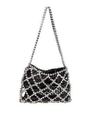OFF-WHITE: clutches - Off White Bag With Rhinestones