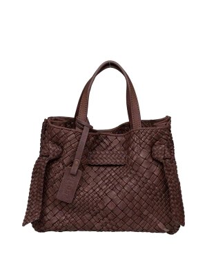 VISONA: totes bags - Visona Vittoria Handbag In Woven Leather