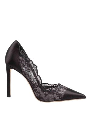 JIMMY CHOO: court shoes - Brigitte Lace and Mesh Pumps in Black