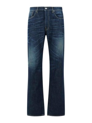 Acne Studios: jeans dritti, a sigaretta - Jeans in denim blu indaco 1996M