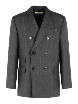 AMI PARIS: giacche blazer - Blazer squadrato grigio scuro