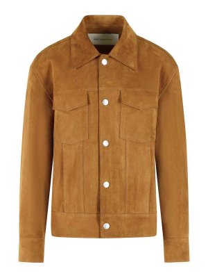 AMI PARIS: leather jacket - Trucker Brown Suede Jacket