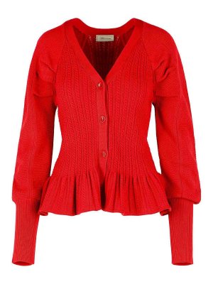BLUMARINE: cardigans - Red Knit Cardigan