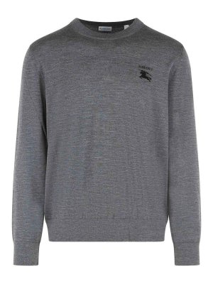 BURBERRY: crew necks - Easton Grey Wool Sweater