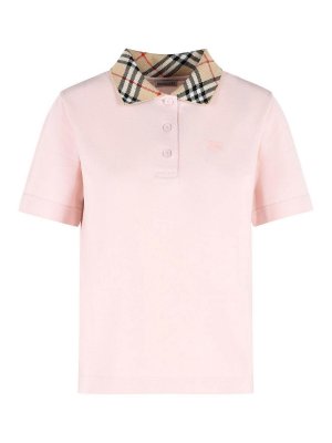 BURBERRY: polo shirts - Imogen Pink Cotton Polo Shirt