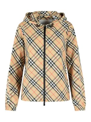BURBERRY: casual jackets - Salcombe Check Beige Sabbia Polyester Jacket