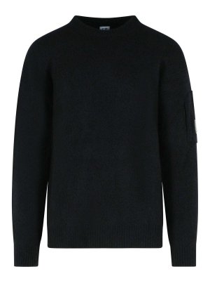 C.P. COMPANY: crew necks - Black Wool Blend Sweater