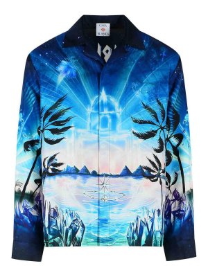 CASABLANCA: shirts - Crystal Alchemy Blue Silk Shirt