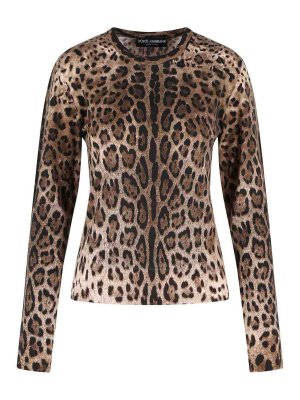 DOLCE & GABBANA: Suéteres con cuello pico - Suéter Cuello Redondo - Marrón