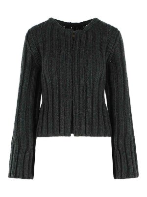 KHAITE: cardigans - Janis Dark Grey Cashmere Cardigan