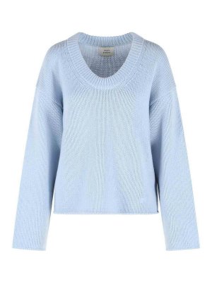 LOULOU STUDIO: crew necks - Derry Light Ble Cashmere Sweater