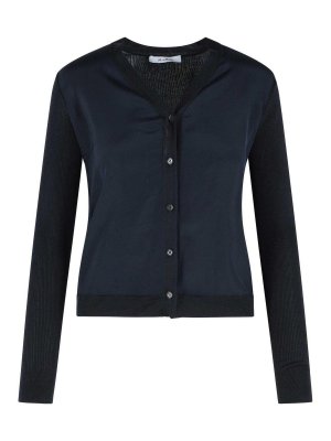 Max Mara: cardigans - Ninfee Blue Silk And Cashmere Cardigan
