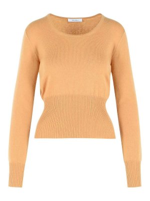 Max Mara: Strickpullover mit Rundhalsausschnitt - Rundhalspullover - Braun