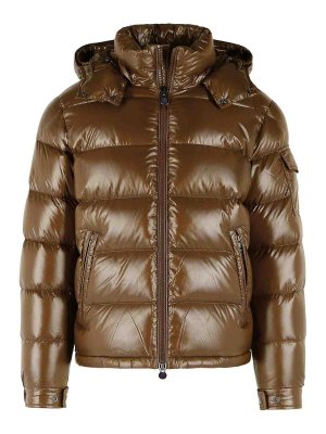 MONCLER: padded jackets - Maya Brown Polyamide Down Jacket