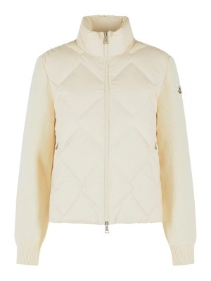 MONCLER: cardigans - Tricot Ivory White Virgin Wool Cardigan