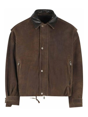 SALVATORE SANTORO: leather jacket - Oversized Brown Suede Jacket