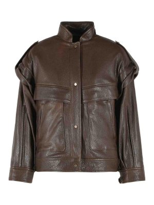 SALVATORE SANTORO: bombers - Brown Leather Bomber Jacket