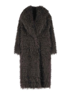 SIMONETTA RAVIZZA: Pellicce e montoni - Cappotto reversibile Julia in mongola marrone